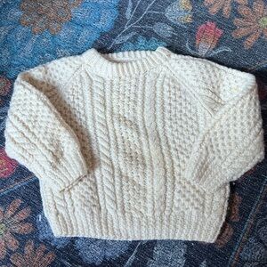 Cozy hand knit 100% Irish wool Cream Cable Knit Sweater